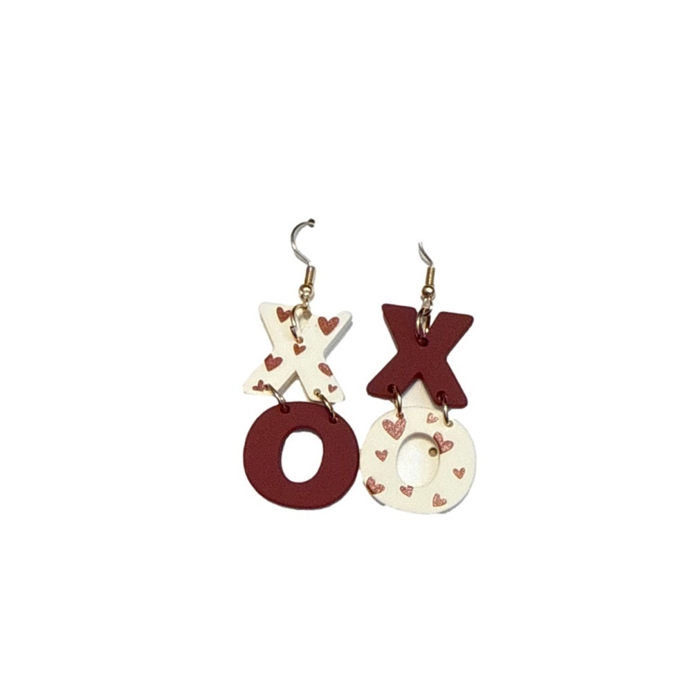 Elegant Red and Cream XO Earrings